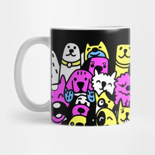 Cute dogs. Doodle style ,Different type of vector cartoon dog faces for design. Mug